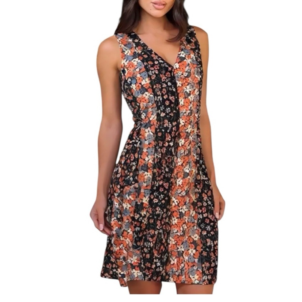 Michael Kors Orange Sleeveless V-Neck A-Line Mini Dress